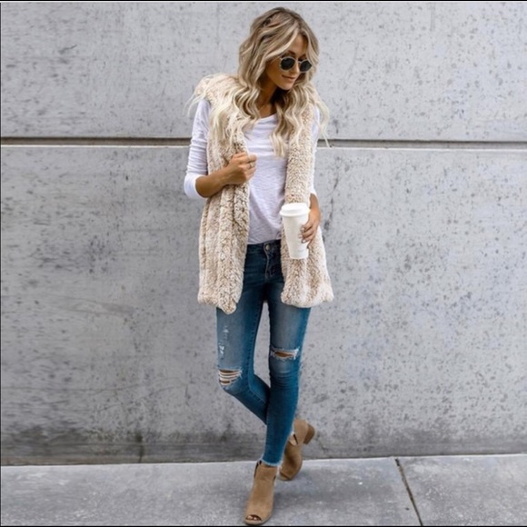 ‼️PLUS SIZE‼️LAST 1🌸PLUS SIZE VANILLA SHERPA VEST - Picture 7 of 8